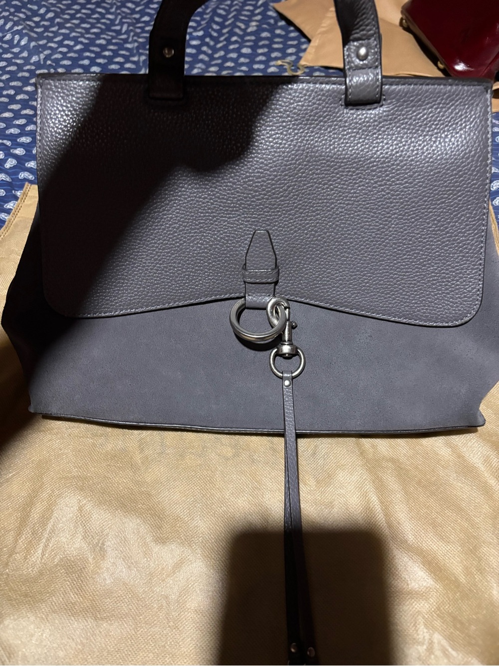 Rebecca Minkoff Gray Leather and Suede satchel / crossbody